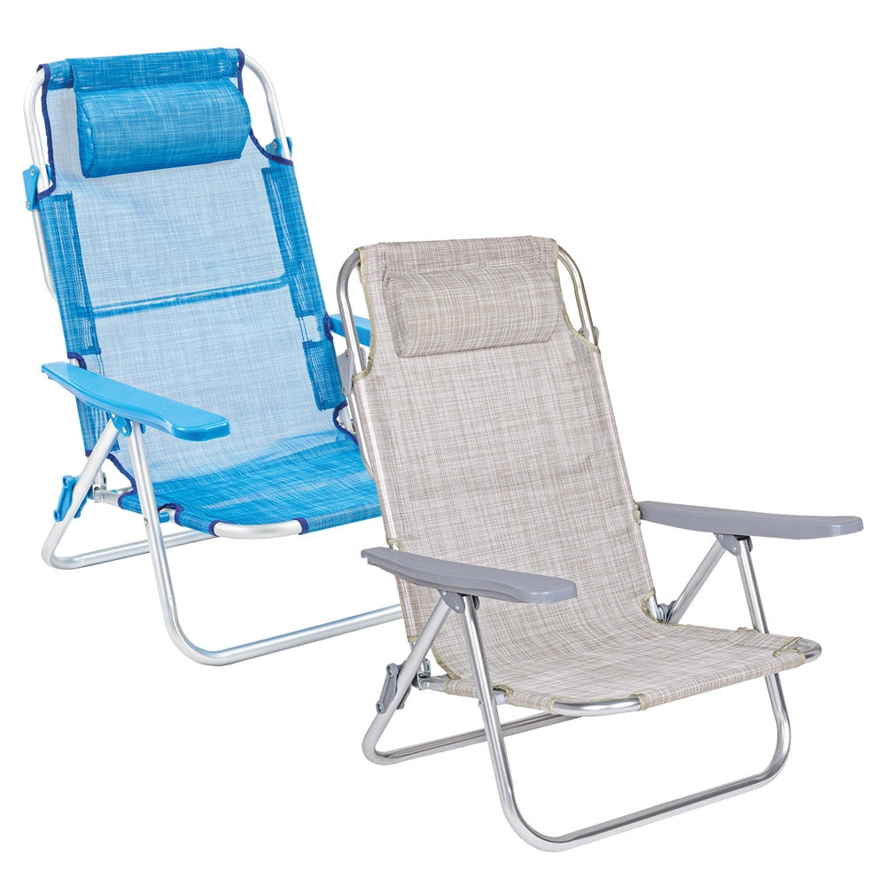 Sedia a sdraio blu con braccioli 62x63x78