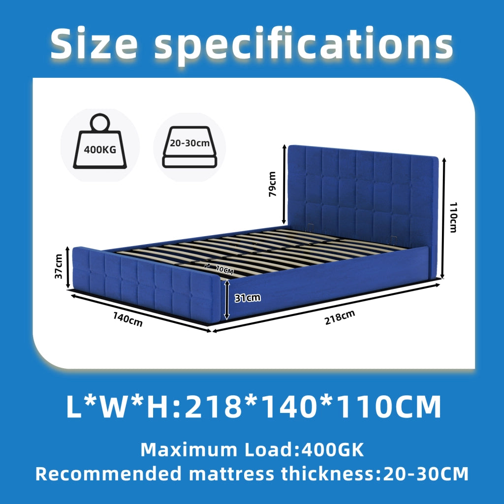 Letto 140x200 cm con testiera blu