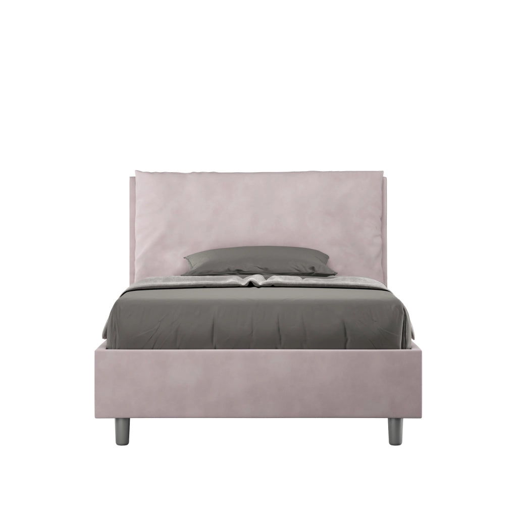 Letto una piazza e mezza rivestito in Microfibra con cuscini xl 110x200 Con Rete Antea Large Glicine