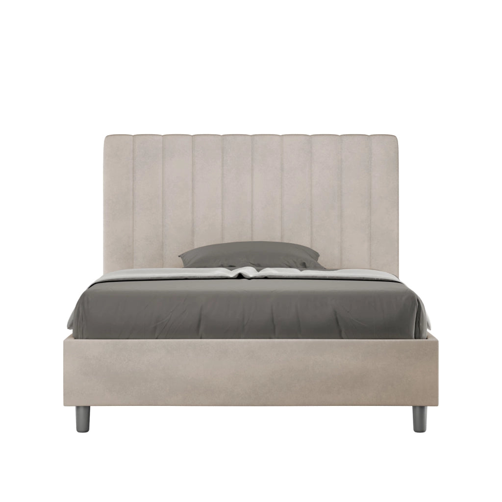 Letto una Piazza e Mezza Imbottito in Microfibra 130x210 Con Rete Agueda Sabbia