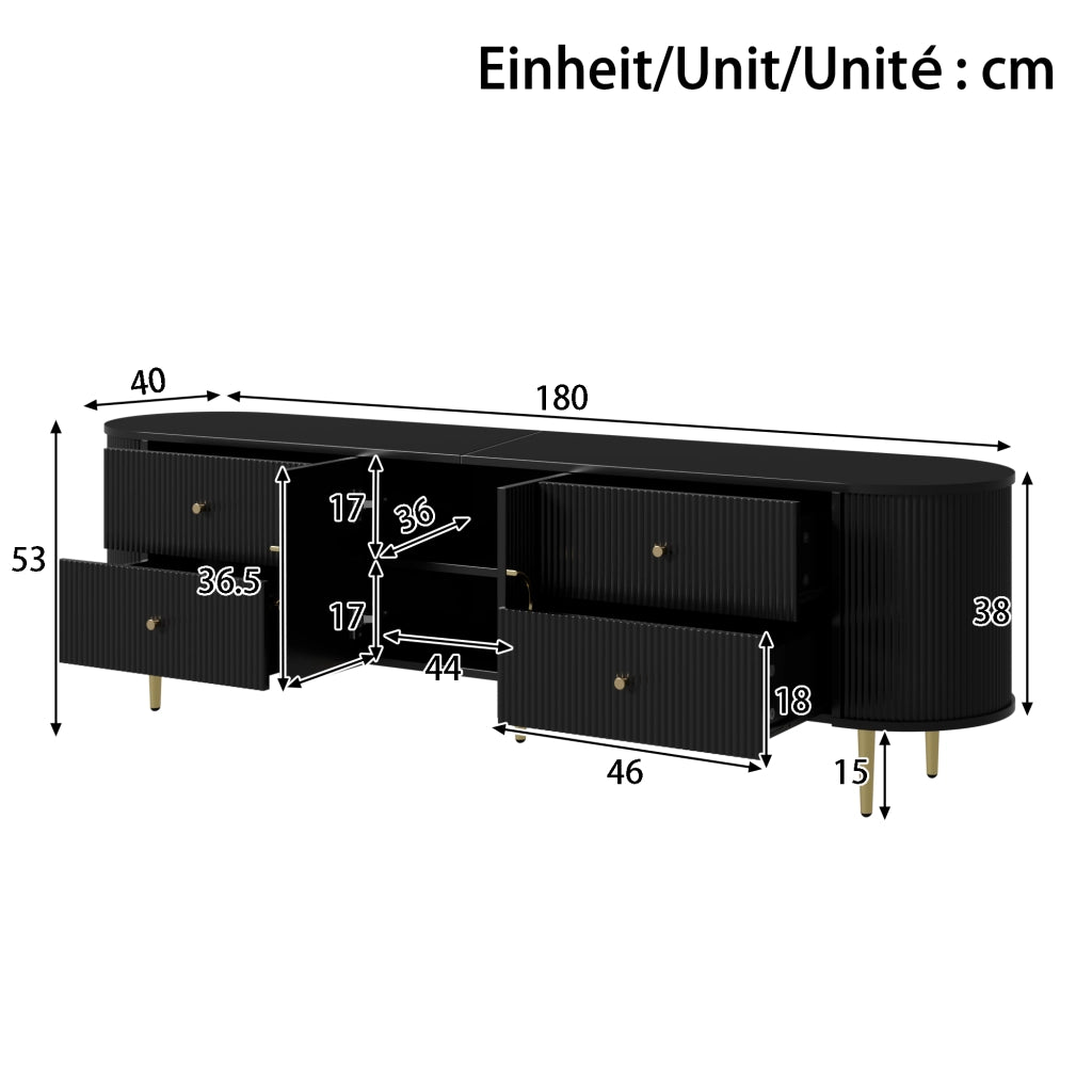 Mobile TV con cassetti e doppia anta in MDF nero