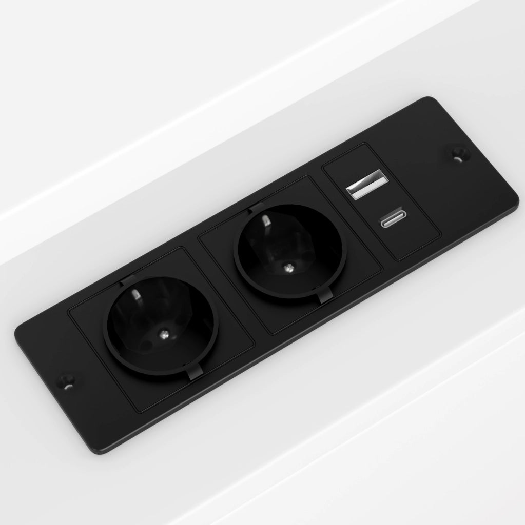 Divano letto 216,5x110,5x88,5 cm estraibile con contenitore, USB e USB-C, in legno bianco per piccoli spazi