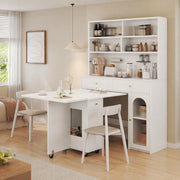 Set mobile cucina con tavolo pieghevole in MDF bianco