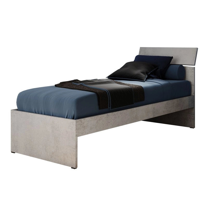 Letto singolo per camera colore grigio cemento cm 200x85xH 98