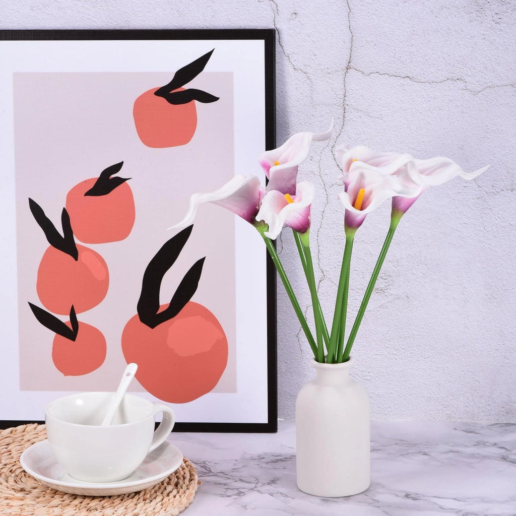 Calla artificiali, 20 pezzi, 33 cm, color lilla e bianco