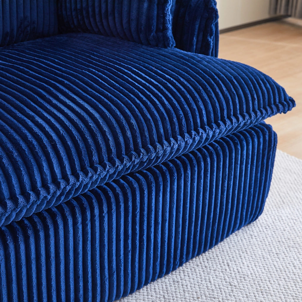 Poltrona con pouf 115x89x77 cm compressa in flanella blu