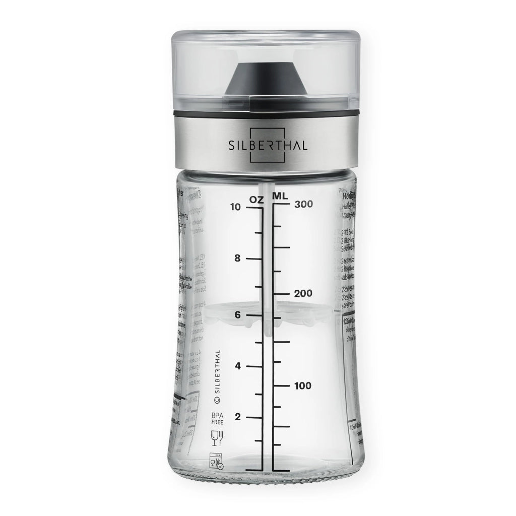 Shaker in vetro da 300 ml, con ricette e dosatore