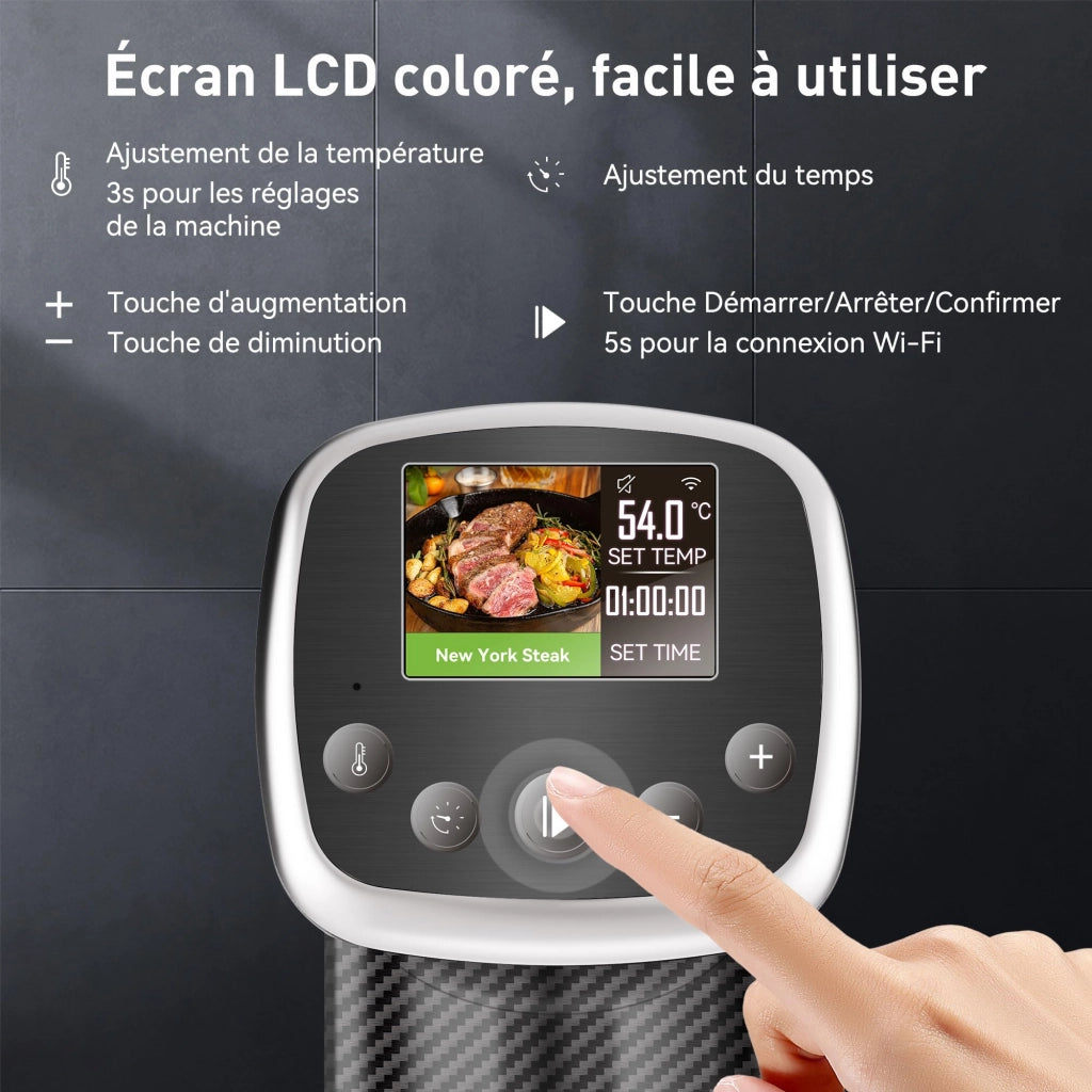 Cuocitore a immersione sottovuoto da 1100 W con Wi-Fi, display TFT e precisione di 0,1 °C