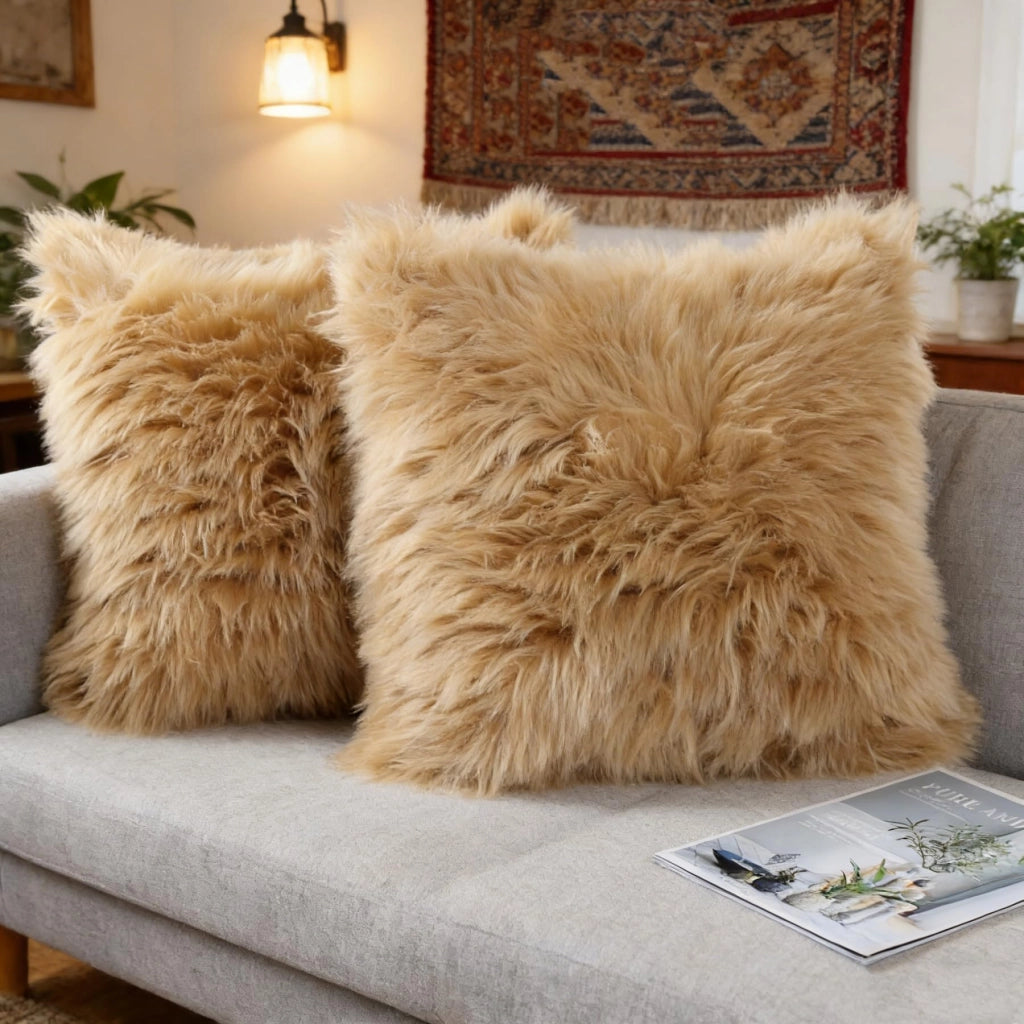 Coperte per cuscini in ecopelliccia, 40x40 cm, confezione da 2, morbide