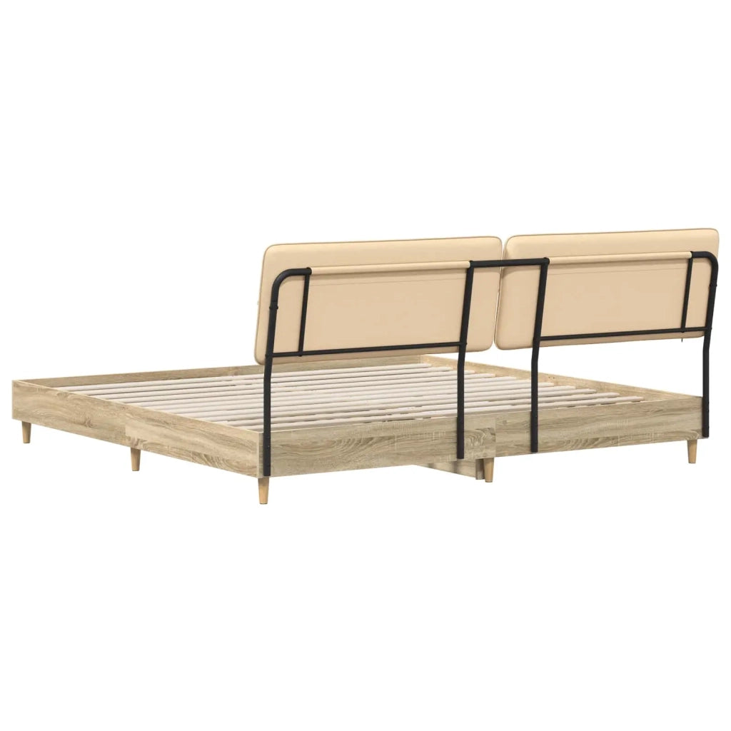 Letto matrimoniale con testiera Rovere Sonoma e crema 3440624
