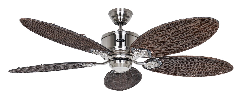 CARIBBEAN DREAM ECO II, Ventilatore senza Luce, Casafan Corpo: Cromato, Colore Pale: Noce Scuro
