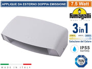 FUMAGALLI ABRAM 190 APPLIQUE DA ESTERNO DOPPIA EMISSIONE LUMNINOSA COLORE GRIGIO 7.5W IP65 CAMBIA COLORE LUCE 3IN1