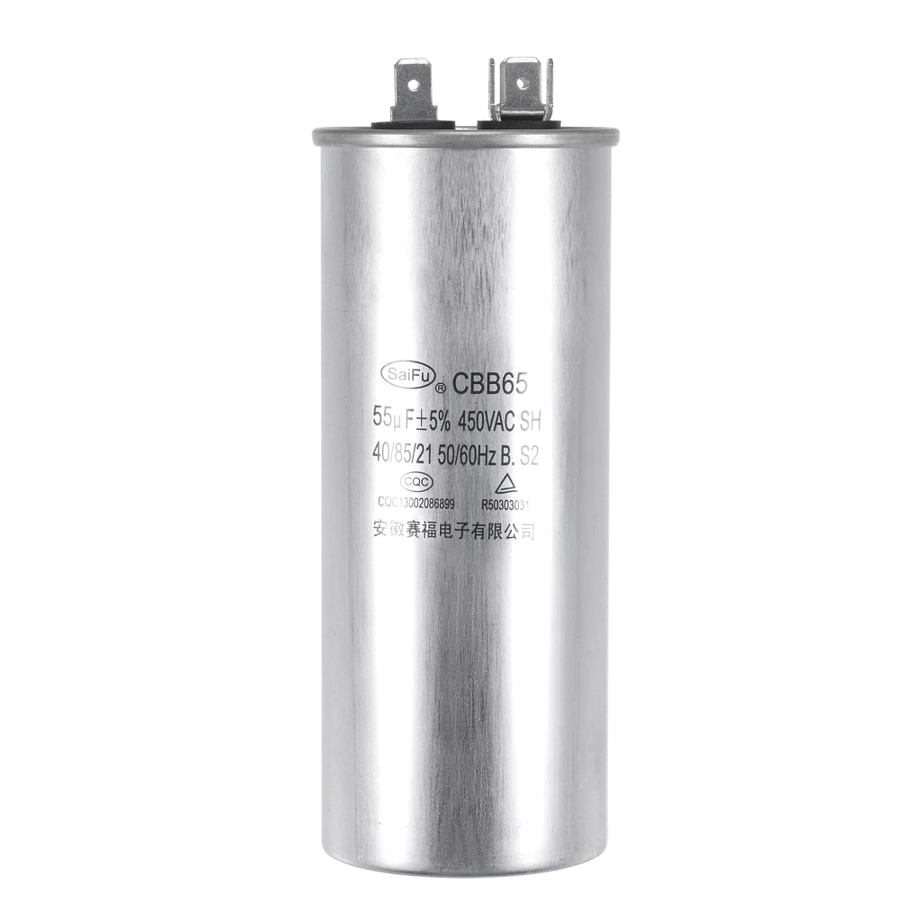 Condensatore rotativo CBB65, 55 µF, 450 V AC, alluminio