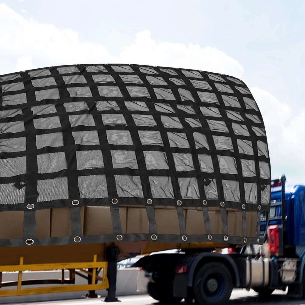 Rete da carico per camion e veicoli 244x205 cm in poliestere, rete fissaggio bagagli pesante capacita 500 kg con cinghie regolabili