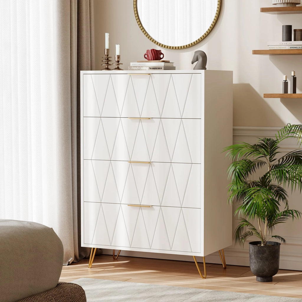 Cassettiera a 4 Cassetti per Camera da Letto; Mobile con Cassetti in Legno; 60x34x90 cm; Armadio per Riporre Abiti; Credenza per Soggiorno