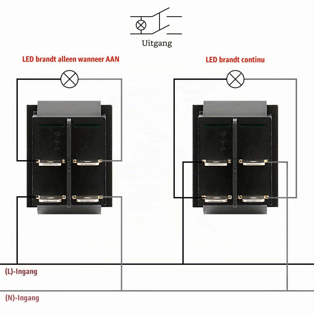 Interruttore a levetta DPST, 16 A, 250 V AC, verde illuminato, 2 pezzi.