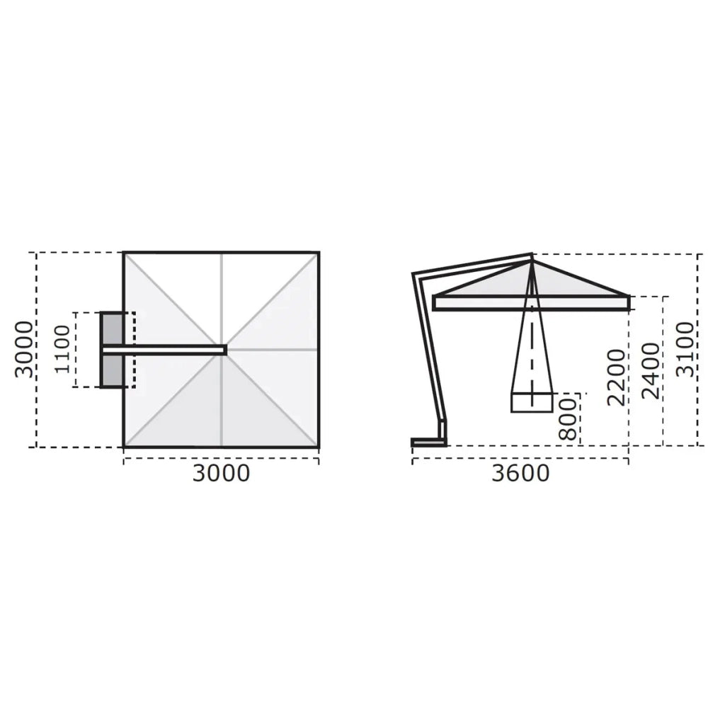 Ombrellone a braccio Leonardo 3x3 ecrù