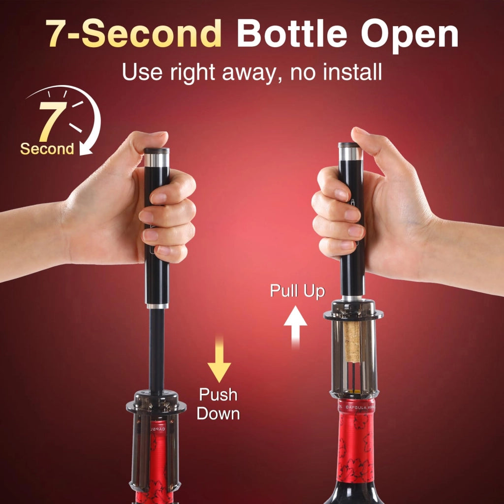 Apribottiglie per vino a pompa, 19 cm, 54 g, nero