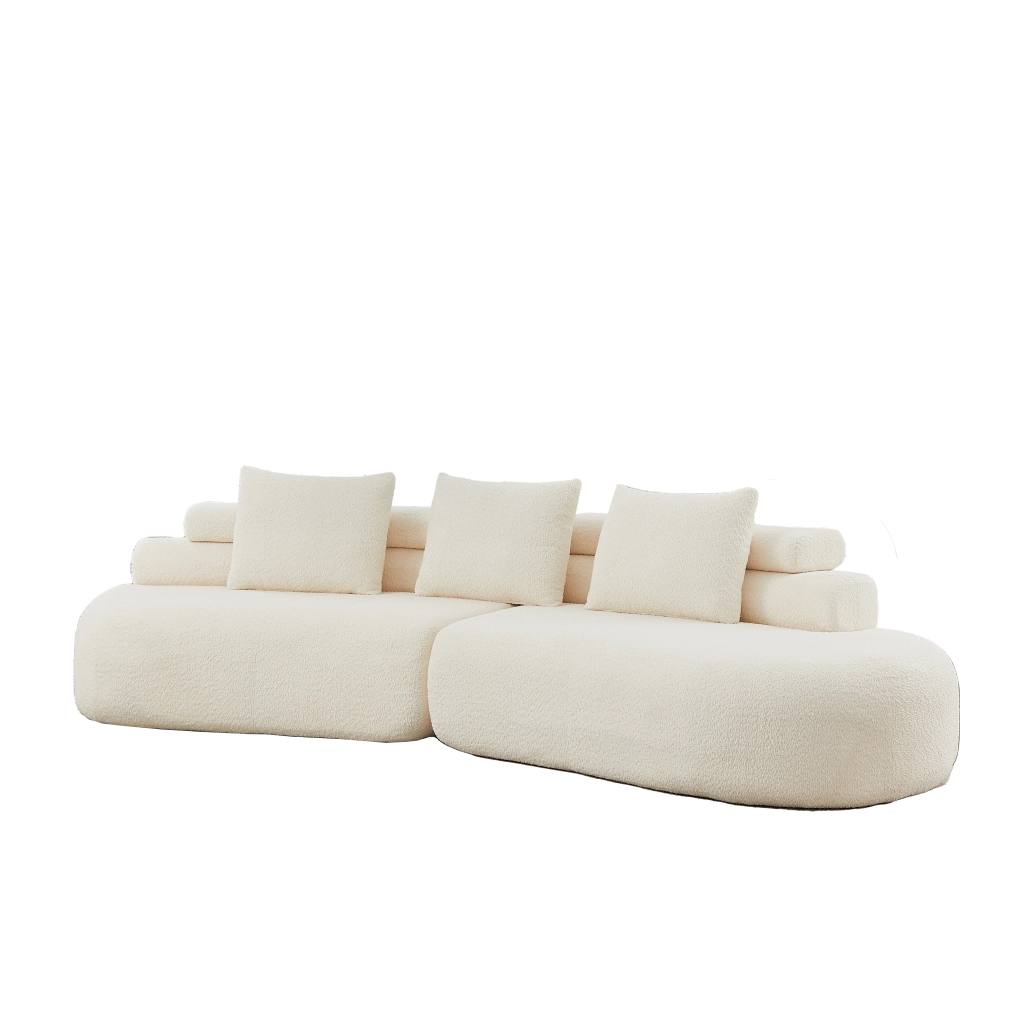 Divano modulare configurabile in ciniglia beige