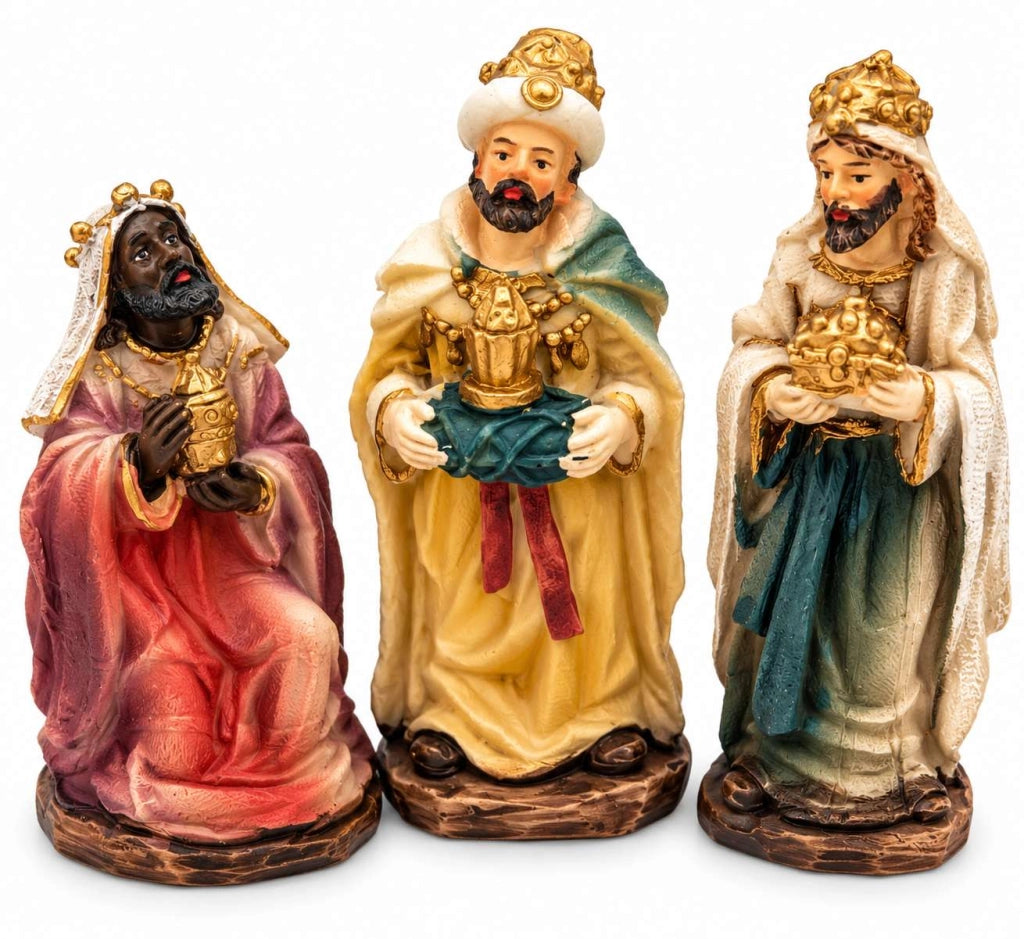 Set Presepe Natività 10 Pezzi in Resina Dipinta a Mano Effetto Anticato 9 cm