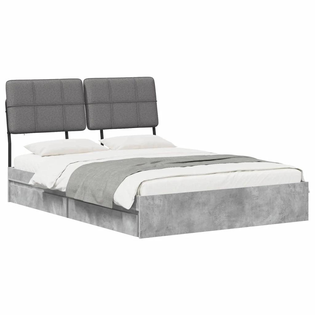 Letto matrimoniale con testiera Grigio Cemento e Grigio Chiaro 3440489