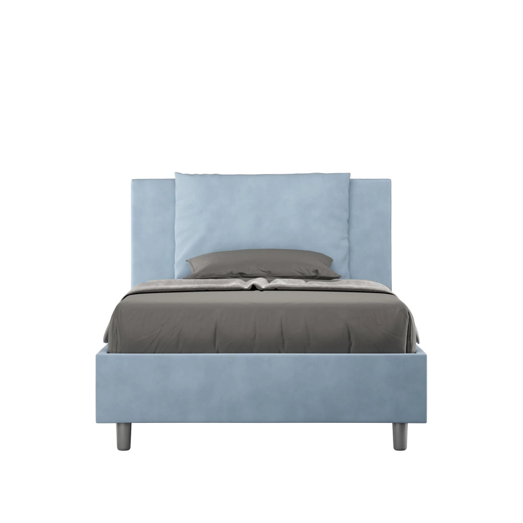 Letto una Piazza e Mezza Imbottito in Microfibra 110x200 Senza Rete Antea Azzurro