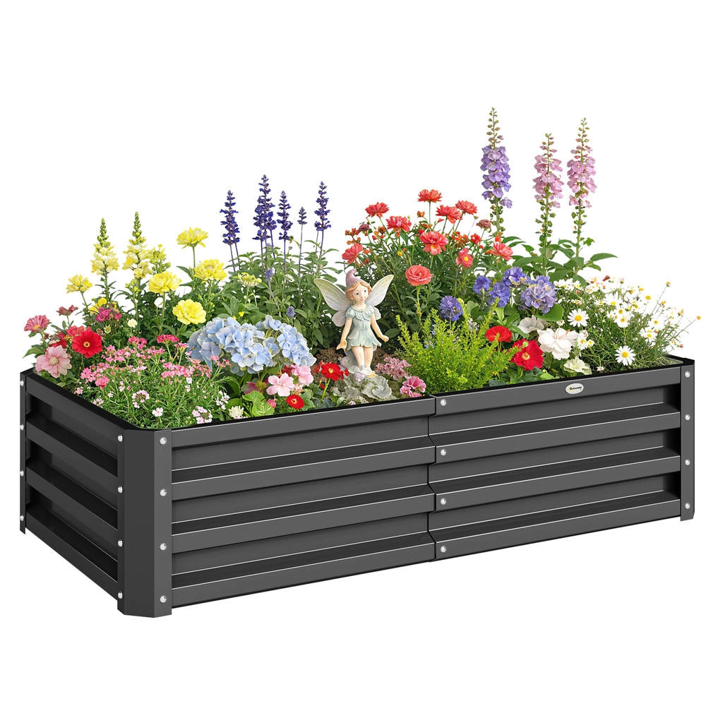 Aiuola Rialzata da Giardino in Acciaio Zincato Grigio Fioriera per Orto e Piante Fondo Aperto 120x60x30,5 cm