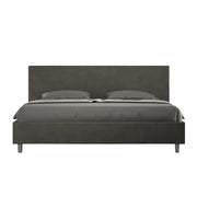 Letto Matrimoniale King Size in Microfibra 180x190 Con Rete Adele Grigio