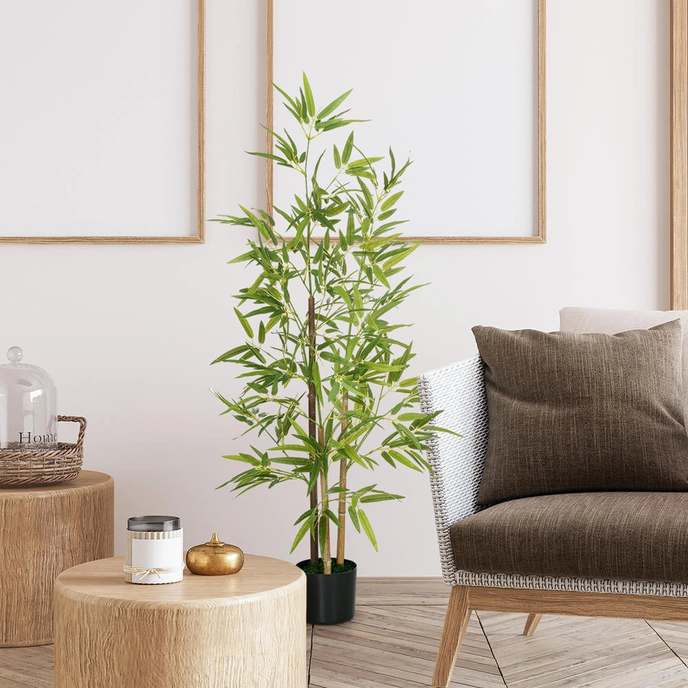 Bambù Artificiale da Interno 120cm con Vaso Incluso Pianta Finta Decorativa Realistica per Casa e Ufficio