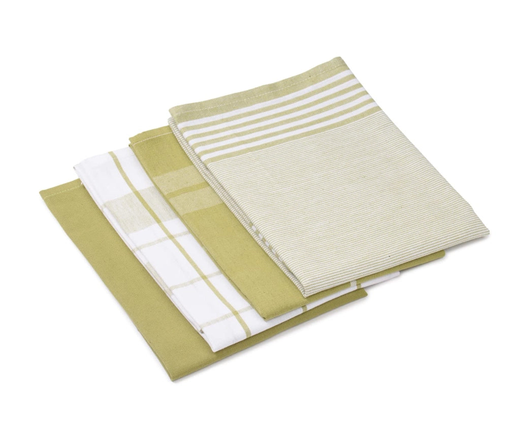Set di 4 strofinacci, 50x70 cm, 100% cotone, color verde lime