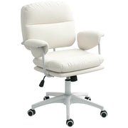 Sedia da ufficio girevole con altezza regolabile; funzione dondolo; braccioli e ruote; in similpelle; 65x64x88-98 cm; bianca