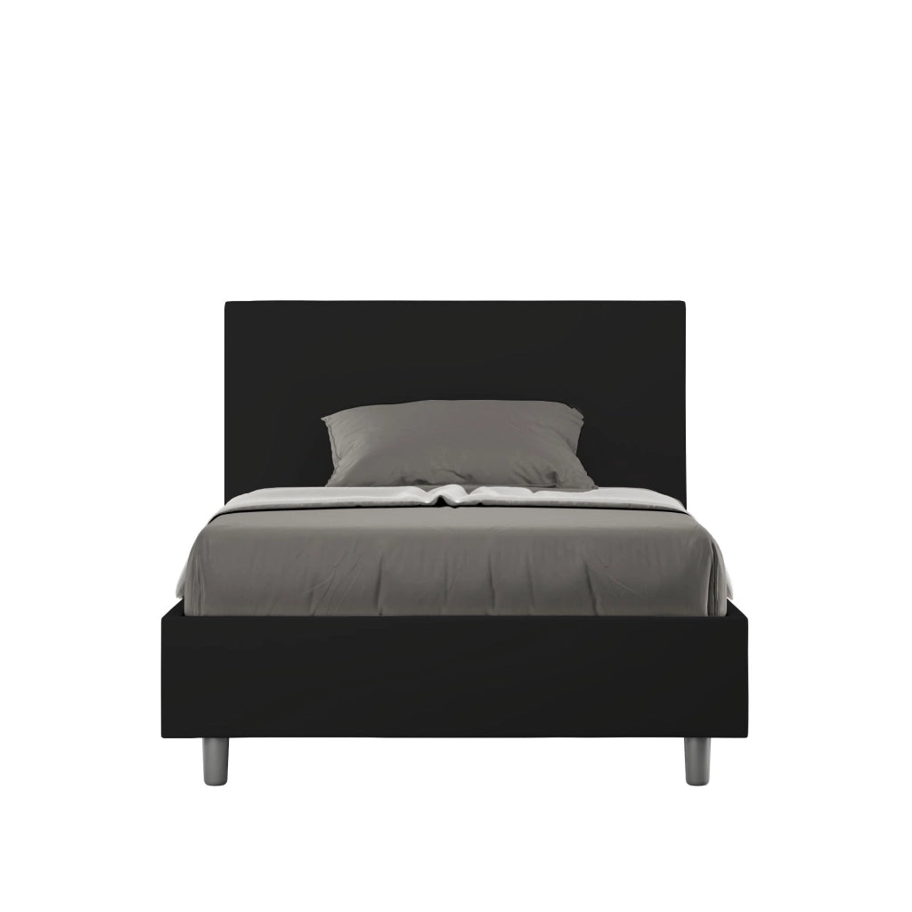 Letto Imbottito in Similpelle per una Piazza e Mezza 120x190 Senza Rete Adele nero