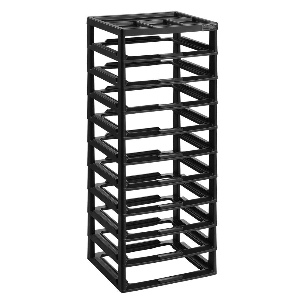 Telaio Organizzatore Portaoggetti in Plastica PP Nero a 10 Ripiani, Carrello Salvaspazio per Casa e Fai da Te, 362x405x1020 mm
