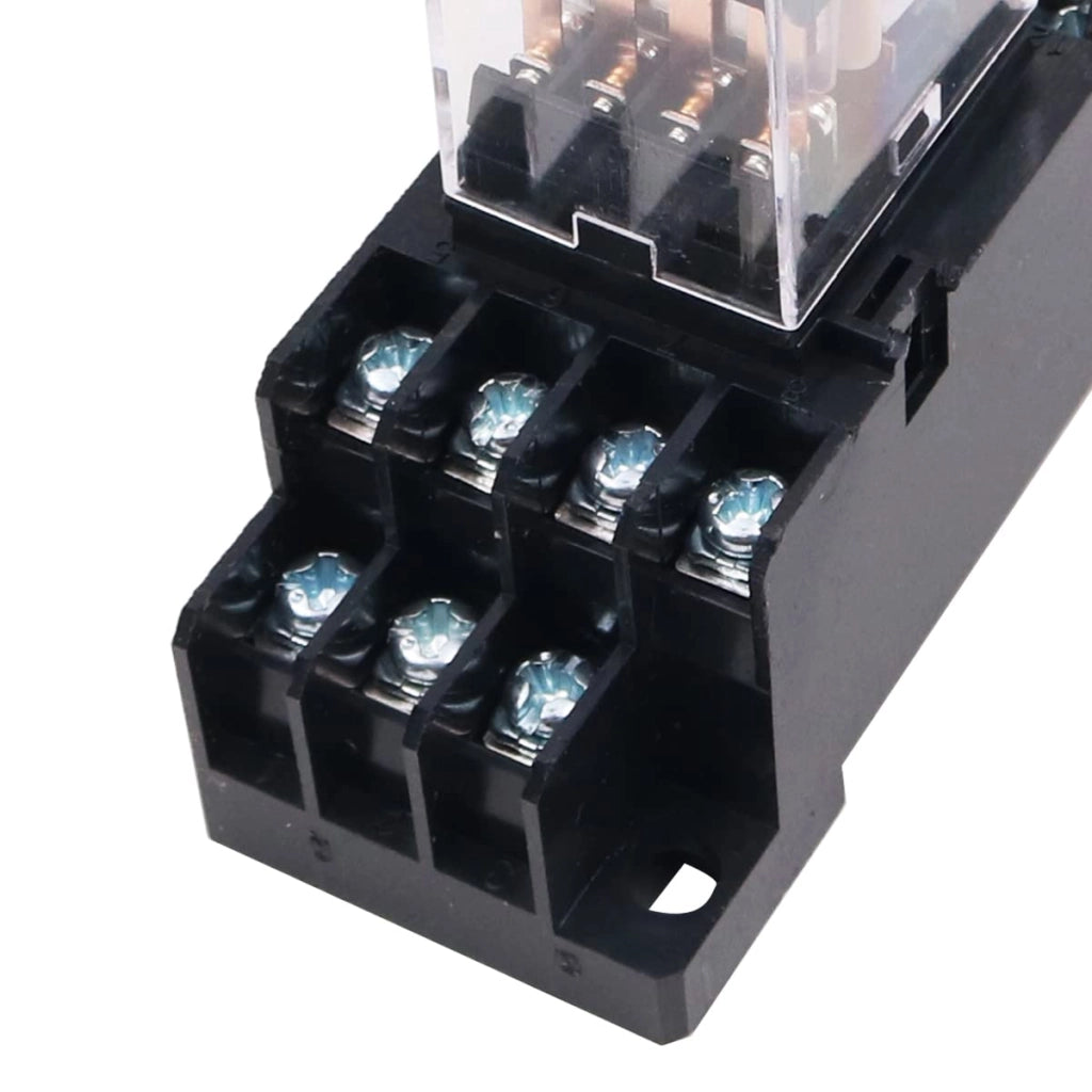 Mini relè AC 24V, 8 poli, DPDT (2 NO + 2 NC), con base e LED