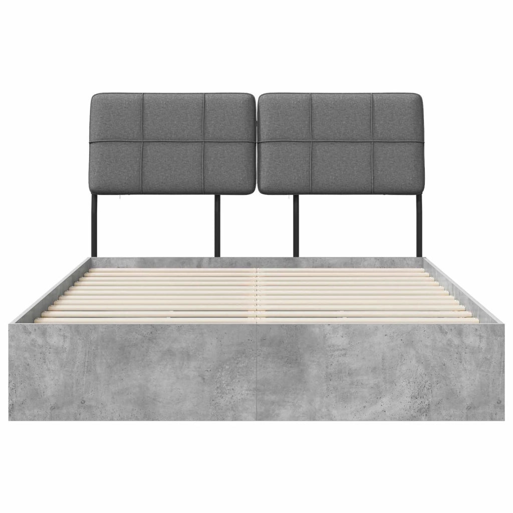 Letto matrimoniale con testiera Grigio Cemento e Grigio Chiaro 3440489