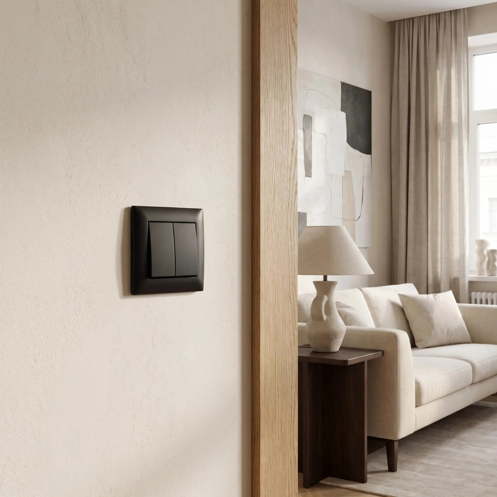 Interruttore Doppio Con Cornice Oste Jnh007-w Black