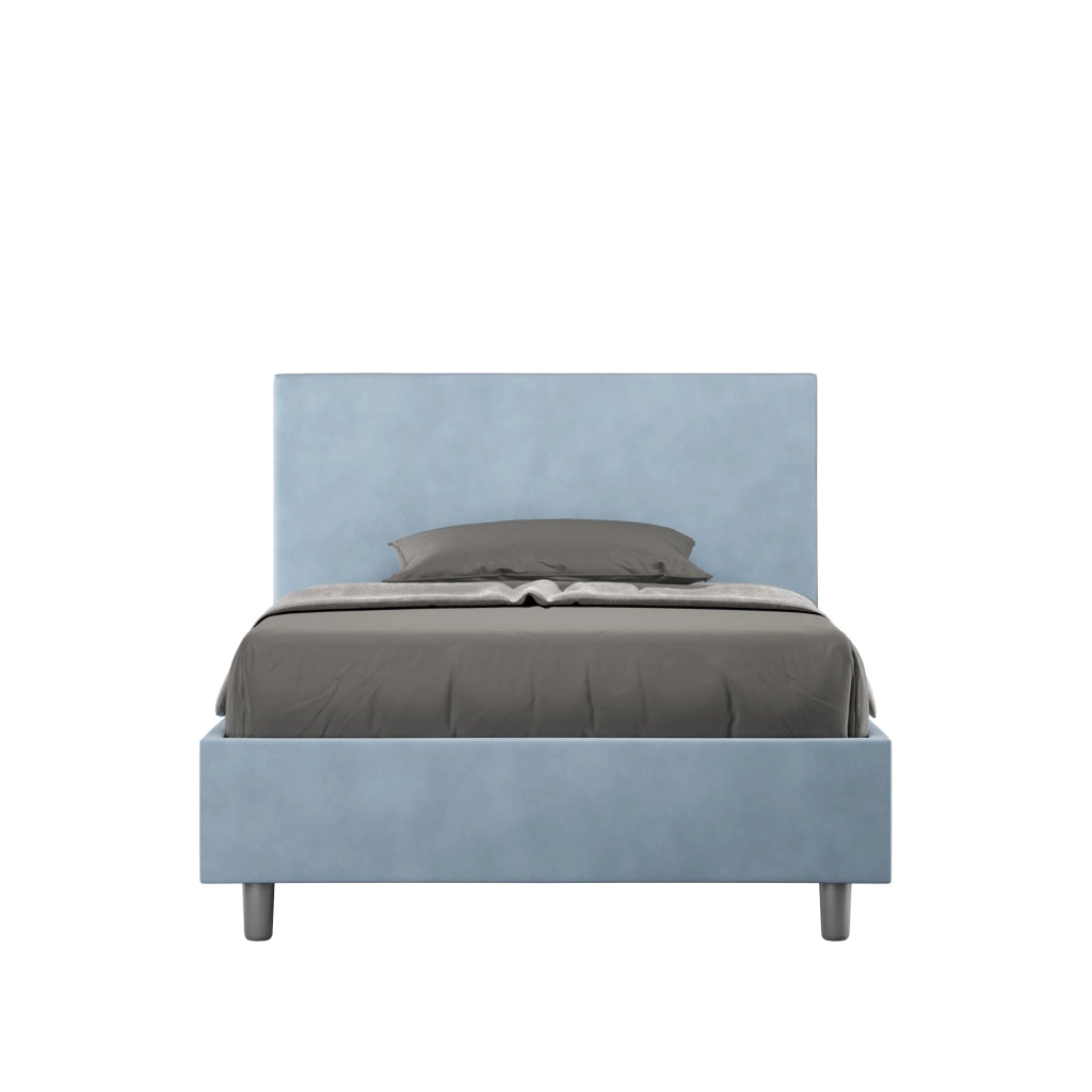 Letto Singolo Imbottito in Microfibra 100x210 Con Rete Adele Azzurro