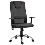 Sedia da ufficio ergonomica con braccioli; altezza regolabile; schienale in rete e rivestimento in similpelle; 66x73x108-118 cm; nera