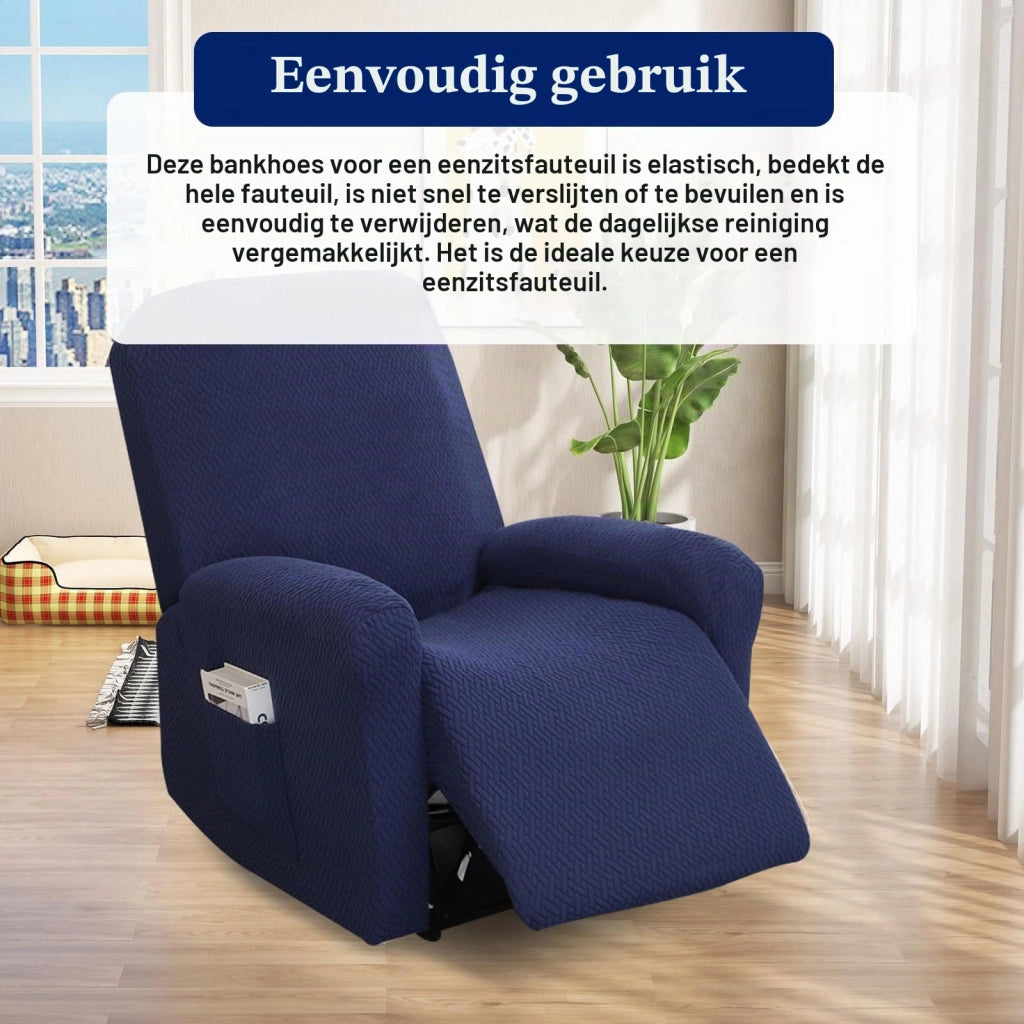 Set di 4 coperture per poltrona relax, colore blu navy, elasticizzate