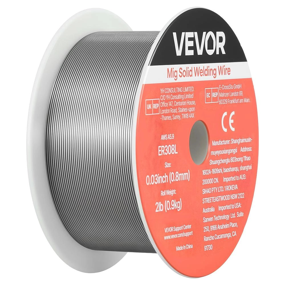 Filo per Saldatura MIG ER308L 0,8 mm 0,9 kg in Acciaio Inox Bobina Solido per Saldatrice Officina Fai da Te
