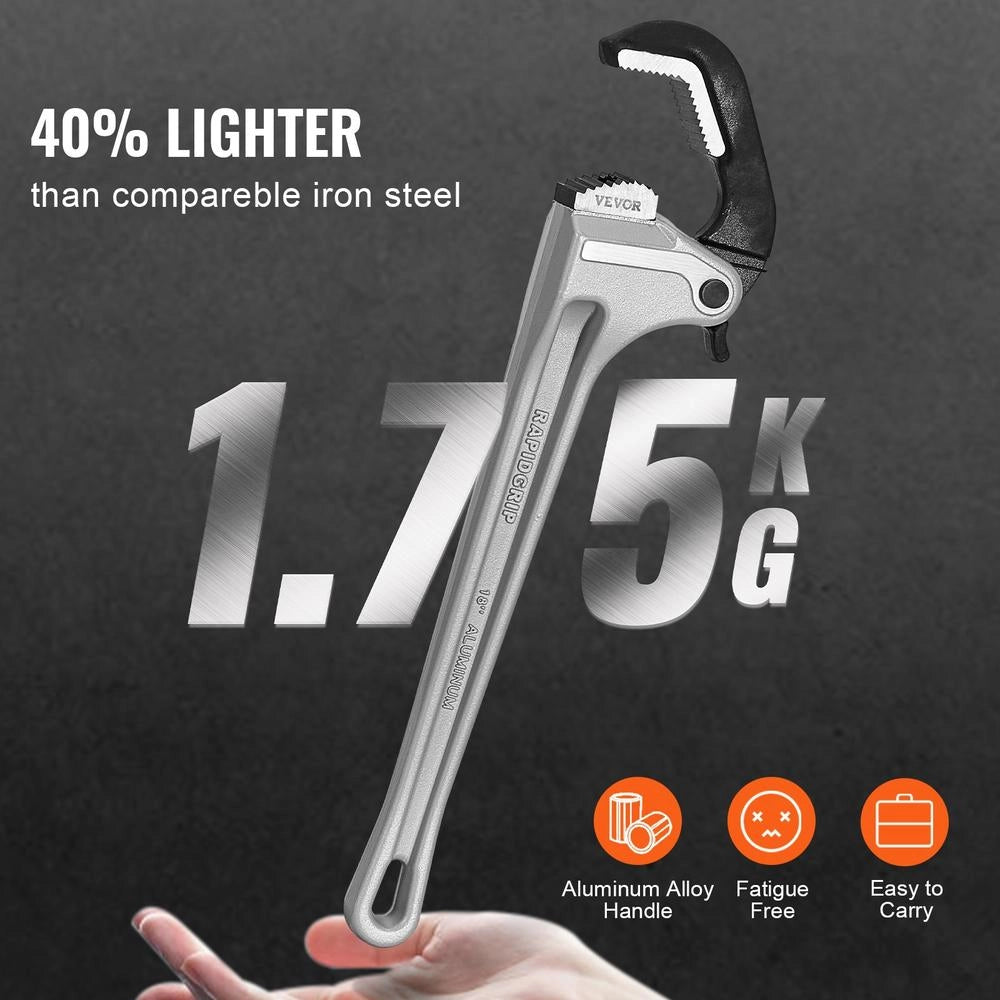 Chiave per Tubi Dritta in Alluminio 457,2 mm TD0520 18", Ganascia Regolabile Φ27-Φ89 mm, Robusta ed Ergonomica per Idraulica e Officina