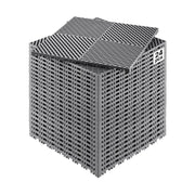 Set 24 Piastrelle di Drenaggio ad Incastro Grigio in PP 415x415x17,6 mm Tappetini Pavimento Antiscivolo per Garage Cucina Doccia