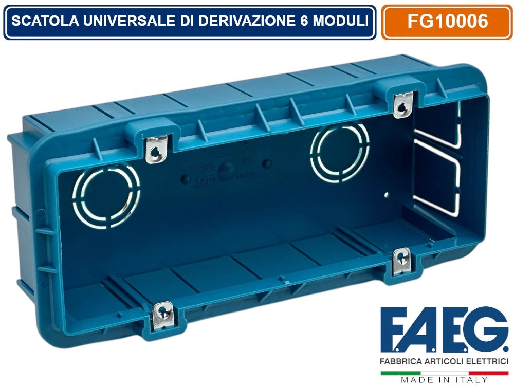 CASSETTA COMBINATA DA INCASSO MURO 6 POSTI MODELLO MAGNUM CON INSERTI IN FERRO ZINCATO FAEG FG10006