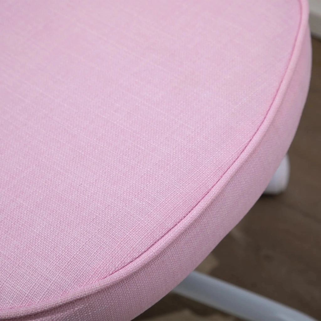 Sedia da ufficio girevole con schienale a cuore; altezza regolabile e 5 ruote; imbottitura in schiuma; 40x50x89 cm; rosa