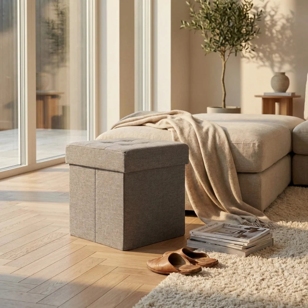 Pouf contenitore in stoffa Grigio
