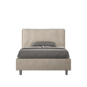 Letto una piazza e mezza rivestito in Microfibra con cuscini xl 110x200 Con Rete e Contenitore Antea Large Sabbia