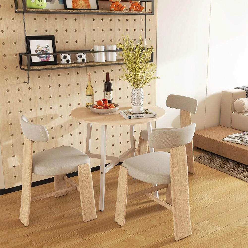 Tavolo da pranzo rotondo Ø80 x 76H cm stile industriale in legno e metallo colore naturale e bianco tavolo da cucina salvaspazio portata 60 kg