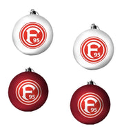 Set di sfere, 4 pezzi: 2 bianche e 2 rosse, diametro 6,5 cm