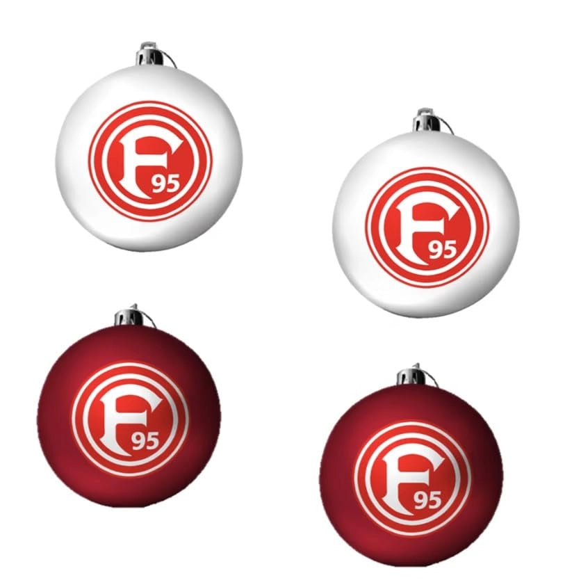 Set di sfere, 4 pezzi: 2 bianche e 2 rosse, diametro 6,5 cm