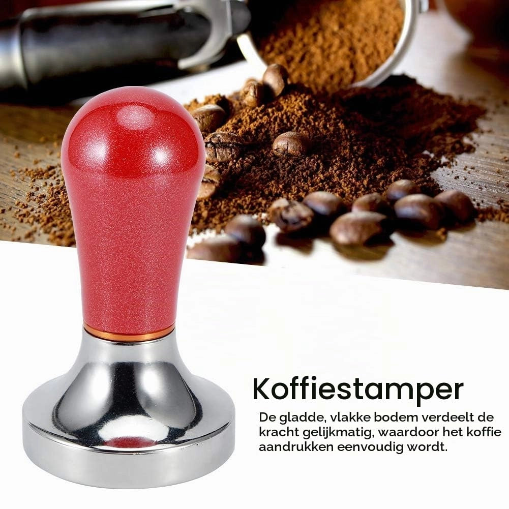 Pressino per espresso, 57 mm, in alluminio, colore rosso